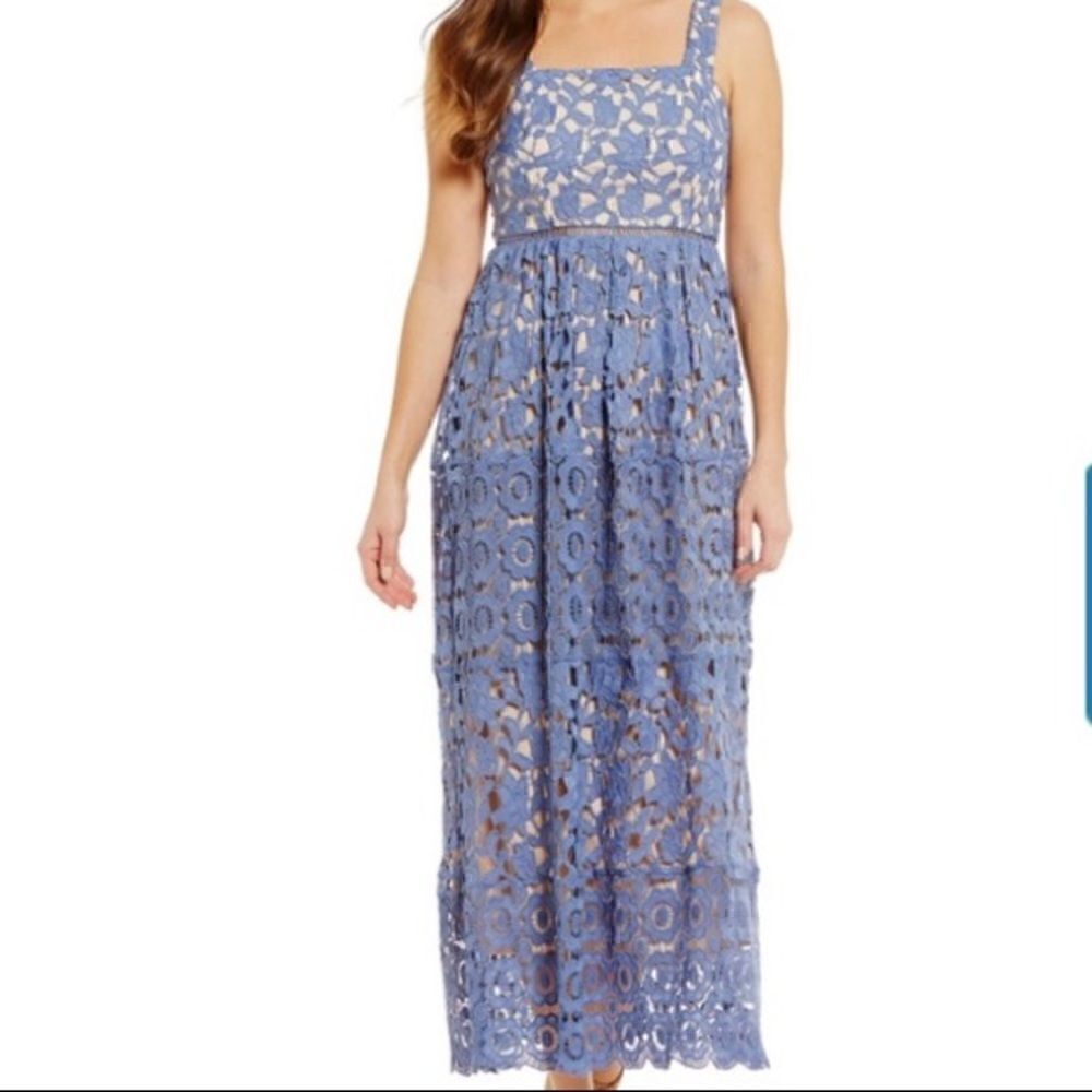 NEW Gianni Bini Embroidered Blue Long Dress